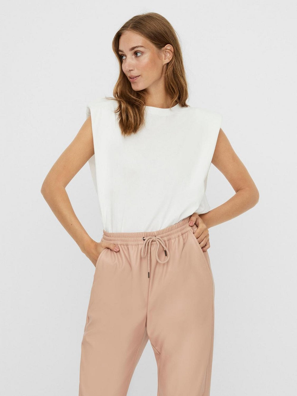 VERO MODA Women's Shoulder Pad Top White Size Medium
