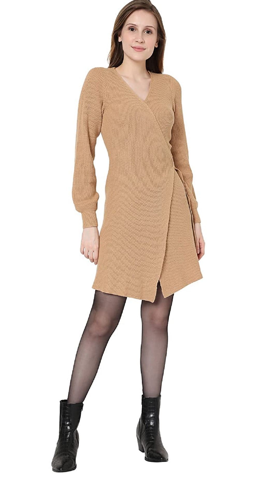 VERO MODA Women's Alexandria Knitted Dress Brown Size Medium