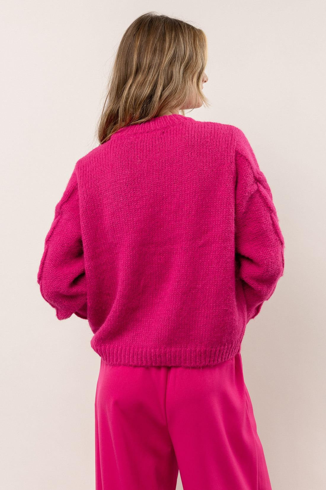 Vero Moda Women's Cindy Cable Knit Sweater Pink Size Large