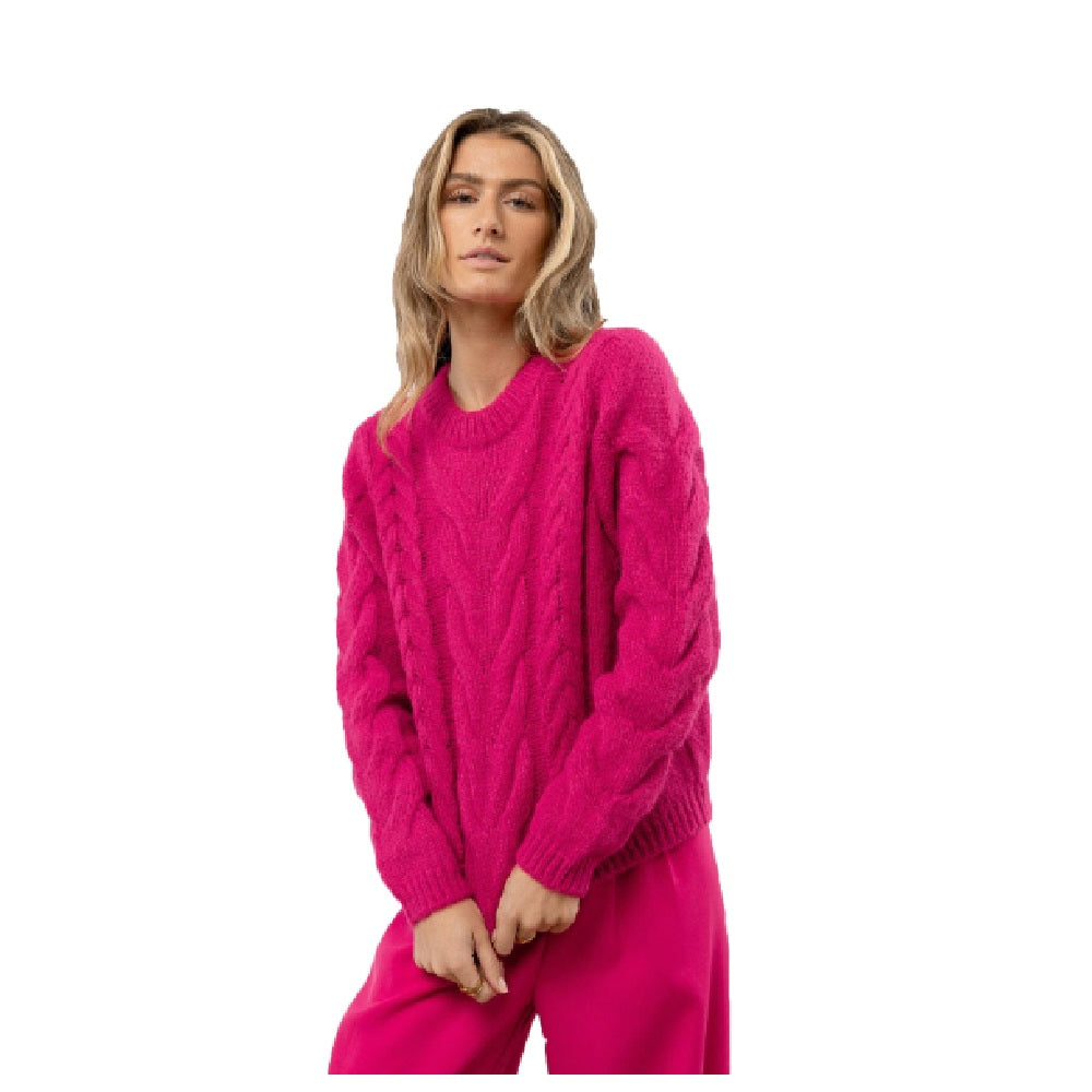 Vero Moda Women's Cindy Cable Knit Sweater Pink Size Large