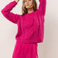 Vero Moda Women's Cindy Cable Knit Sweater Pink Size Large