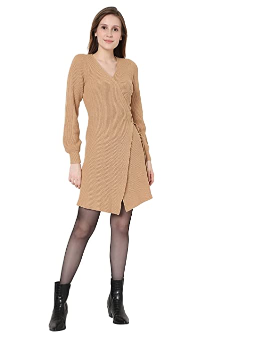 VERO MODA Women's Alexandria Knitted Dress Brown Size X-Large