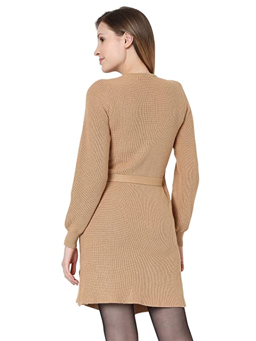 VERO MODA Women's Alexandria Knitted Dress Brown