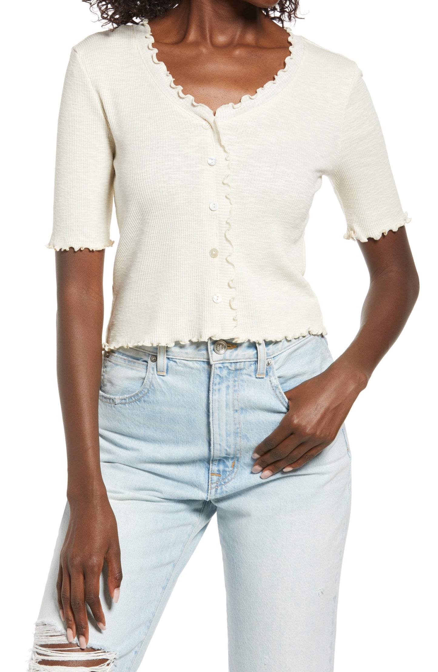 VERO MODA Women's Hailey Ribbed Top White Size Small