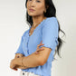 VERO MODA Women's Hailey Ribbed Top Blue Size Large