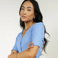 VERO MODA Women's Hailey Ribbed Top Blue Size Large