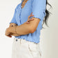 VERO MODA Women's Hailey Ribbed Top Blue Size Large