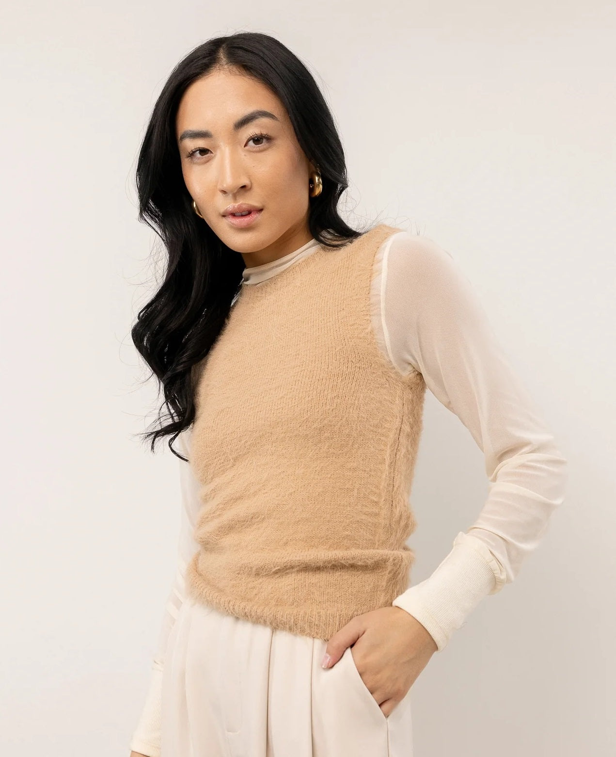 VERO MODA Women's Nadine Sweater Vest Brown Size Small