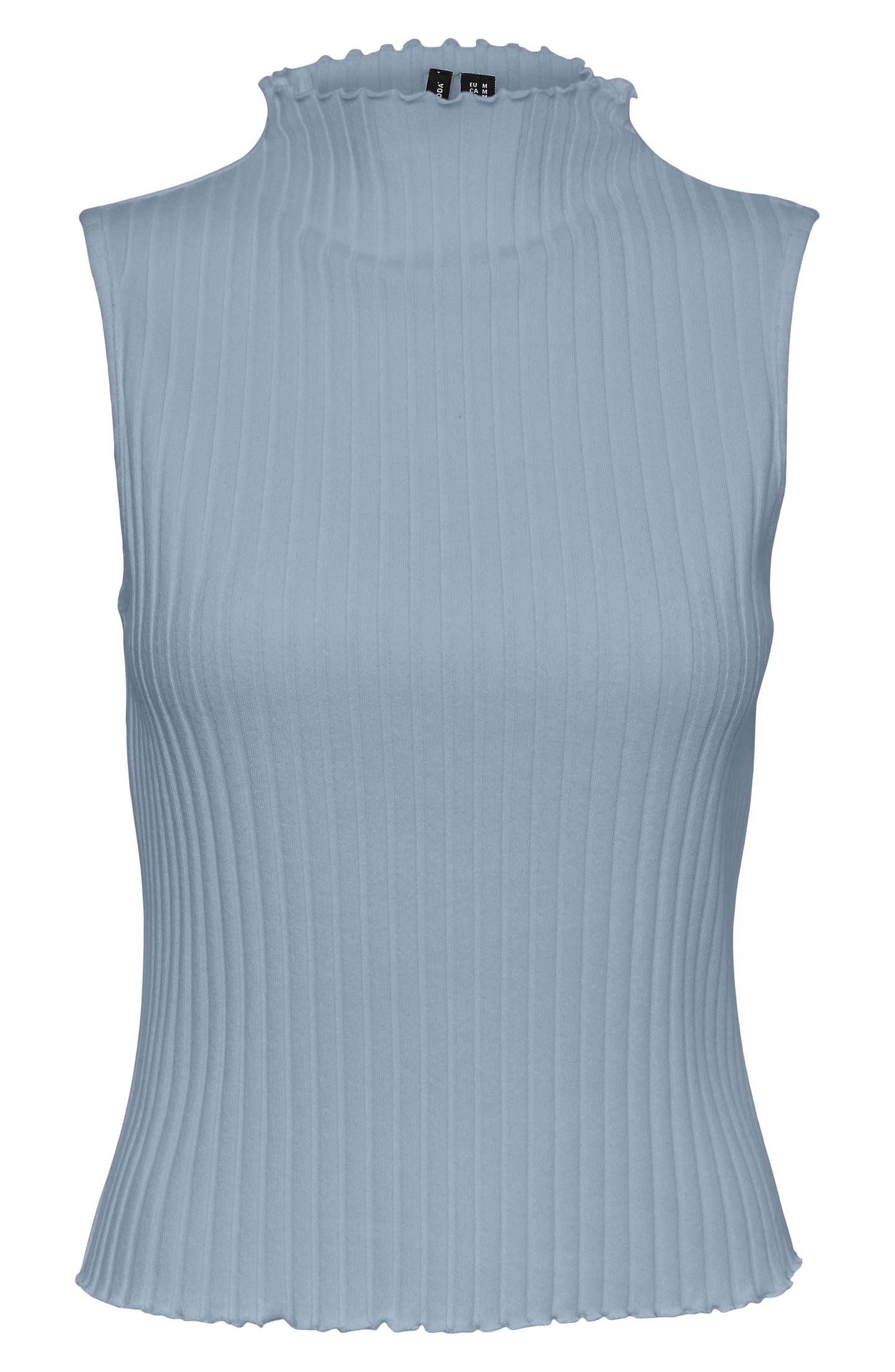 VERO MODA Women's Funnel Neck Sleeveless Rib Sweater Blue Size X-Small