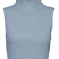 VERO MODA Women's Funnel Neck Sleeveless Rib Sweater Blue Size X-Small