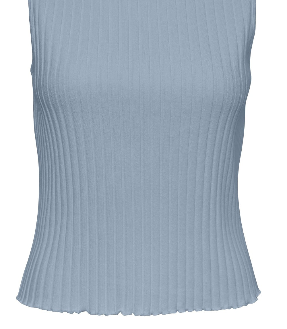 VERO MODA Women's Funnel Neck Sleeveless Rib Sweater Blue Size X-Small