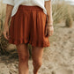 VERO MODA Women's Ruffle Hem Shorts Brown Size X-Small