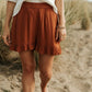 VERO MODA Women's Ruffle Hem Shorts Brown Size X-Small