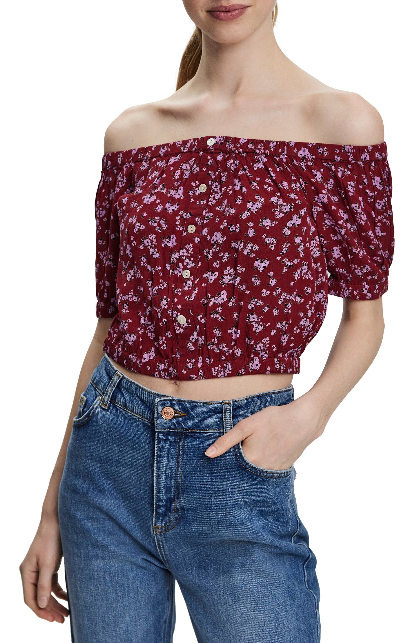 VERO MODA Women's Tatum Floral Top Red Size X-Large