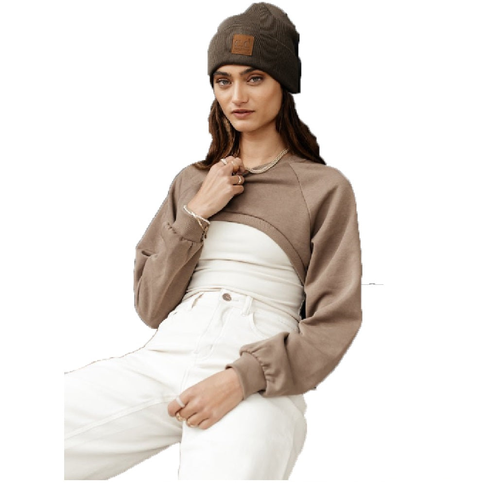 VERO MODA Women's Alia Ultra Cropped Sweater Brown Size Medium