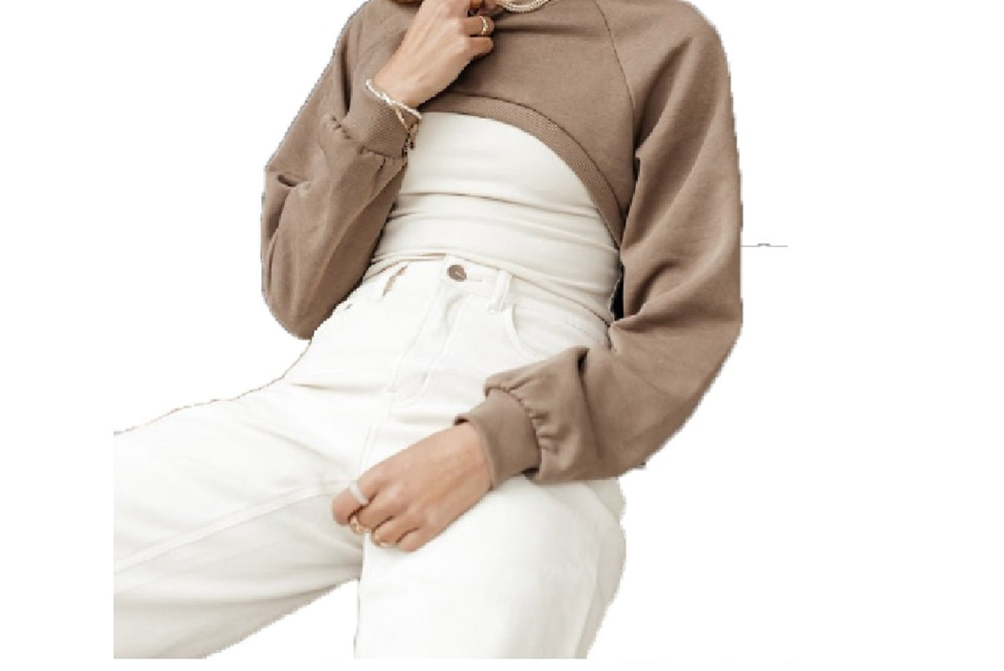 VERO MODA Women's Alia Ultra Cropped Sweater Brown Size Medium