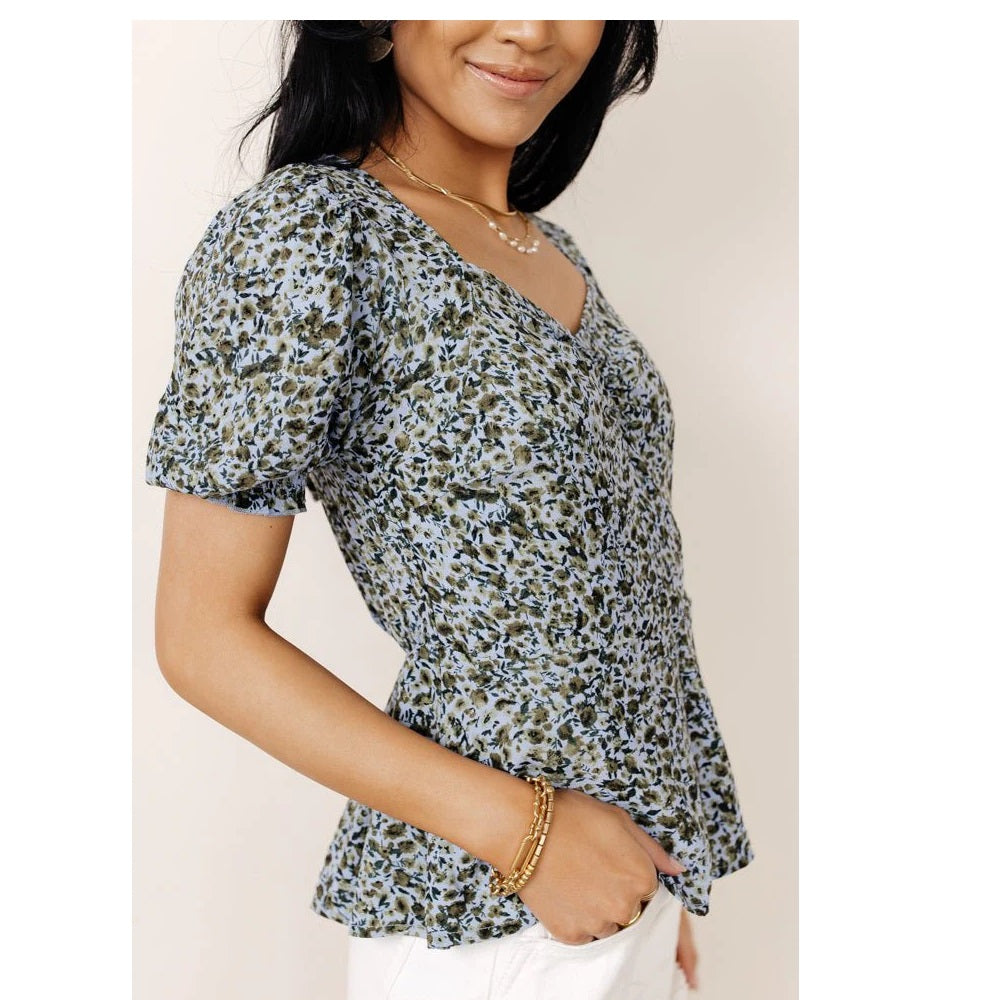 VERO MODA Women's Gillie Peplum Blouse Gray Size Medium