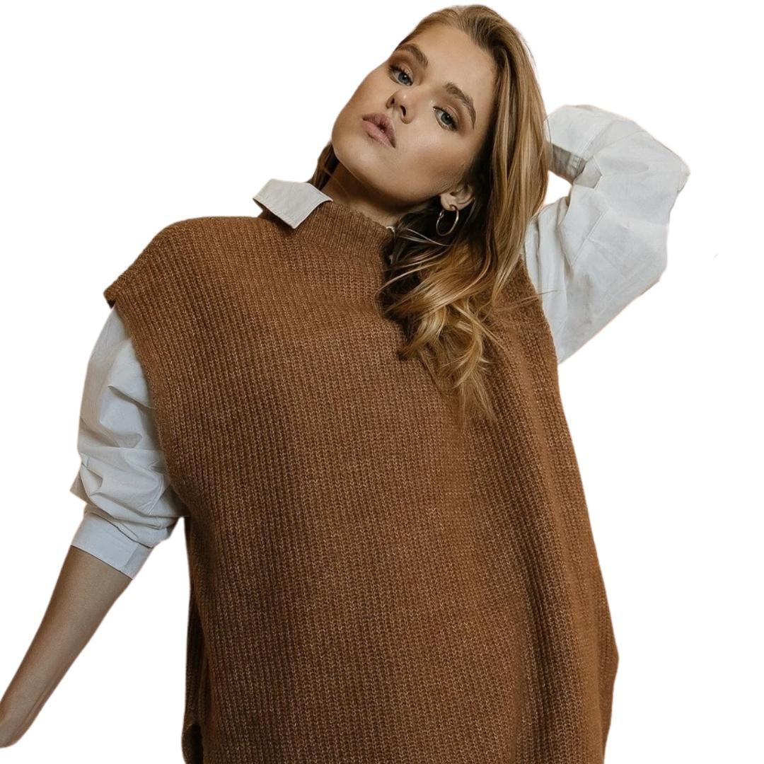 VERO MODA Women's Devi Long Vest Brown