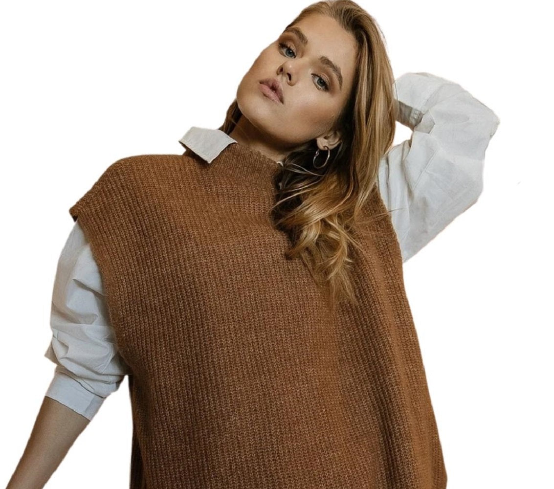 VERO MODA Women's Devi Long Vest Brown