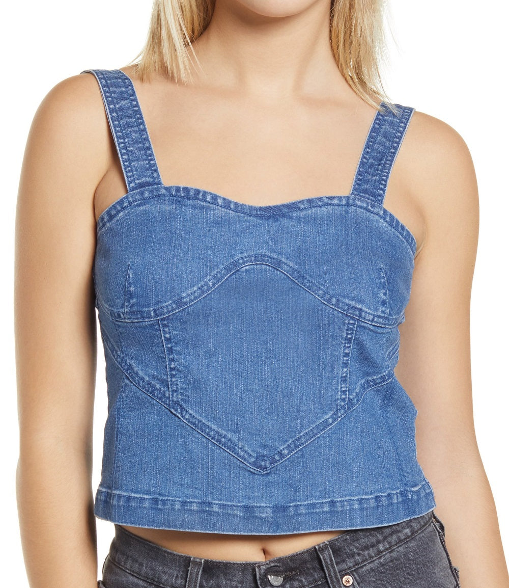 VERO MODA Women's Sandy Cutline Top Blue Size Large
