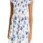 Baum Und Pferdgarten Admore Floral Print Smocked Organic Cotton Dress In Blue Tulip Size 8 Us