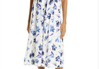 Baum Und Pferdgarten Admore Floral Print Smocked Organic Cotton Dress In Blue Tulip Size 8 Us