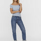 VERO MODA Women's Gabriella Ribbed Top Blue Size Large