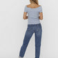 VERO MODA Women's Gabriella Ribbed Top Blue Size Large