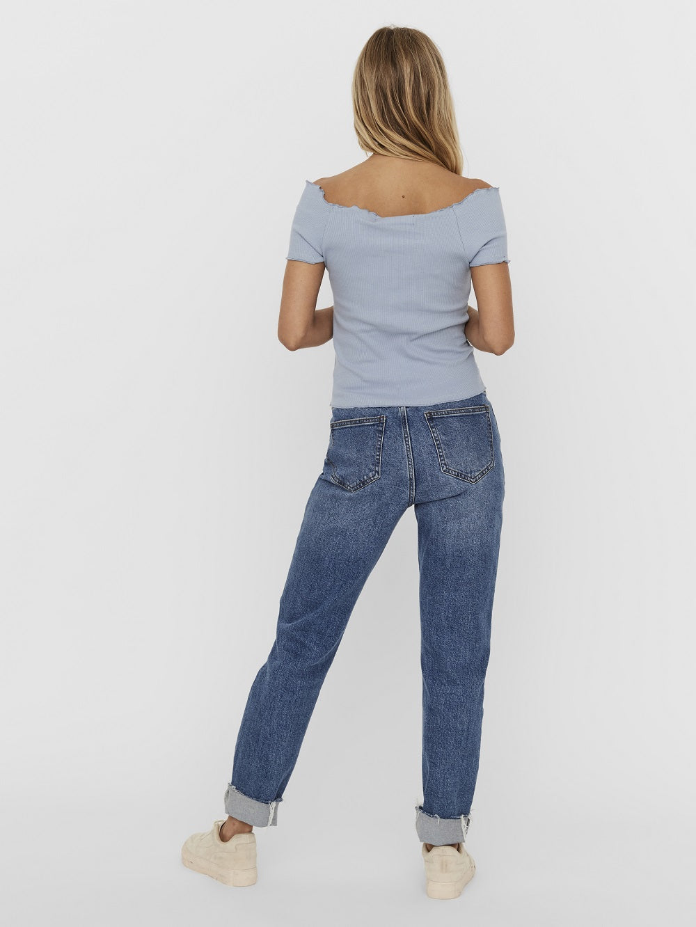 VERO MODA Women's Gabriella Ribbed Top Blue Size Small