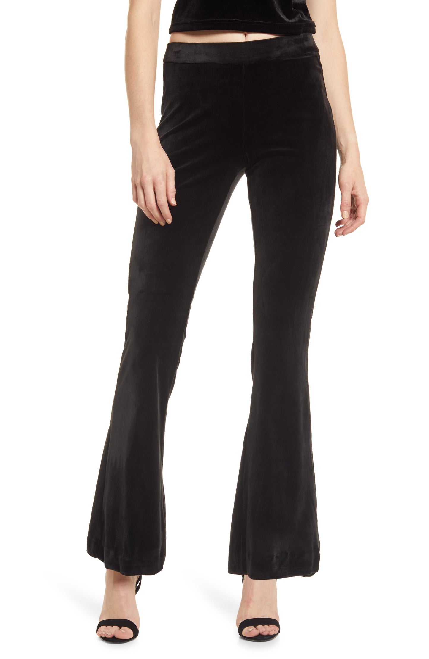 VERO MODA Women's Velvet Flare Pants Black Size X-Large