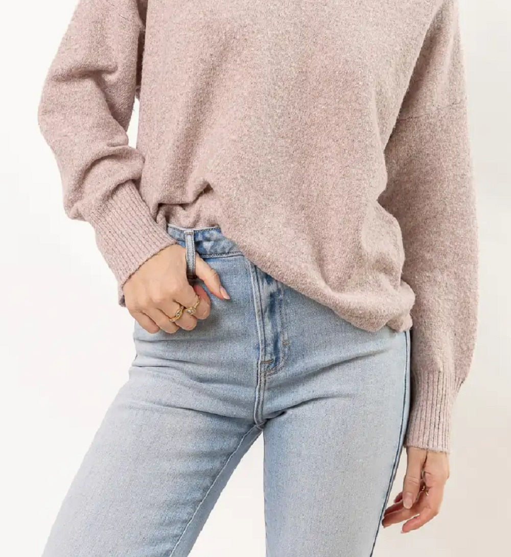 VERO MODA Women's AubreeHeathered Sweater Pink Size Large