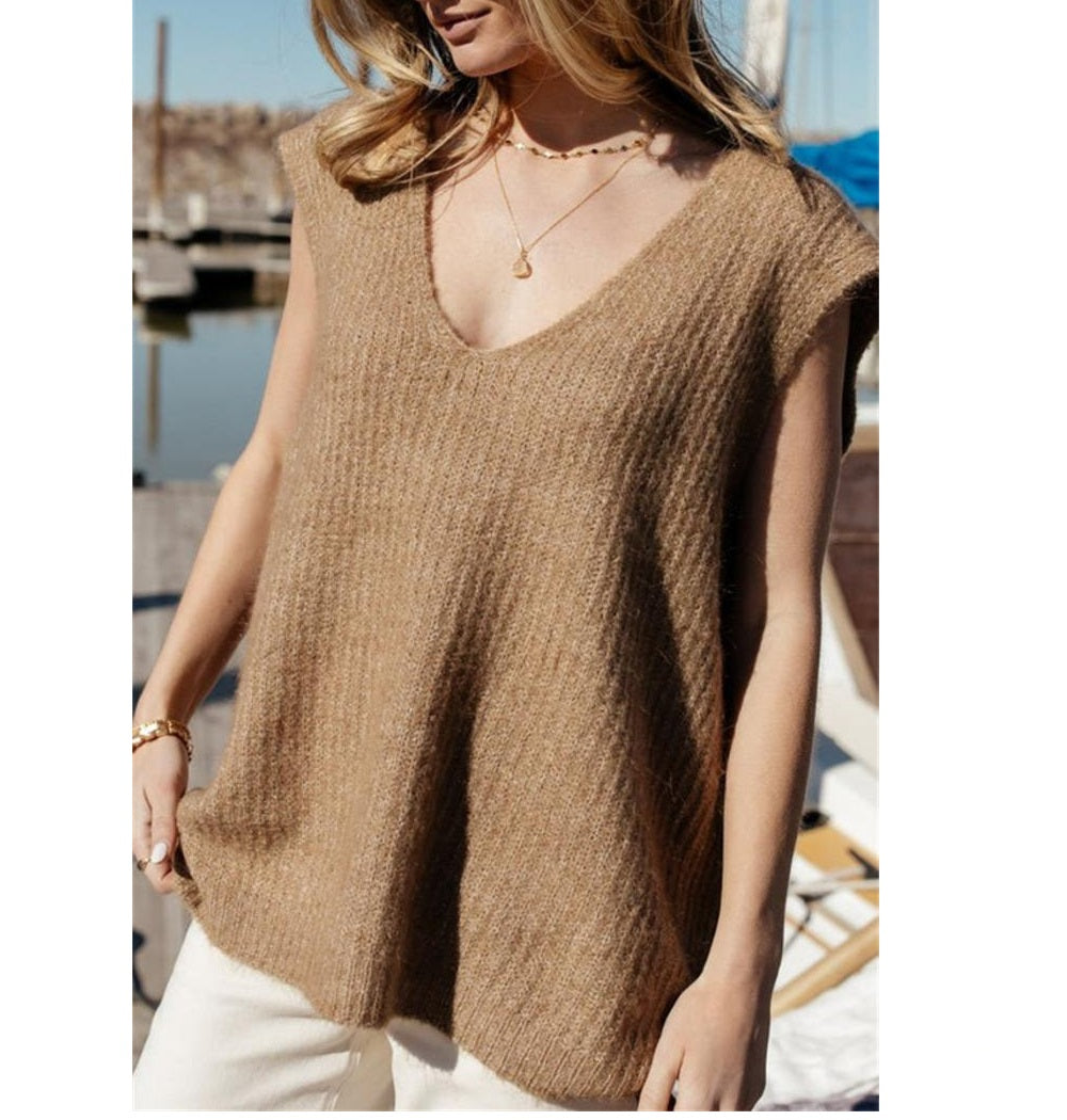 Vero Moda Women's Libbie Sweater Vest in Brown