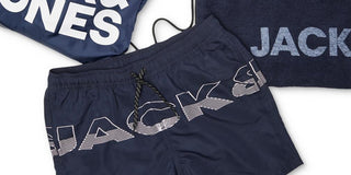 Jack & Jones Men's 3 Pc Swim Trunks Towel & Drawstring Beach Bag Set Gray Size XX-Large