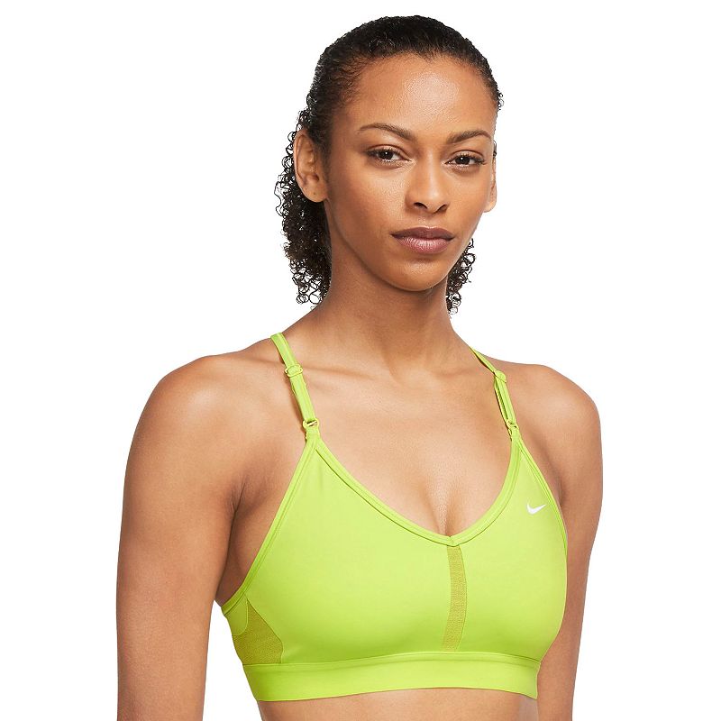 Nike Indy Mesh Inset Sports Bra in Atomic Green/White, Size X-Small