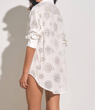 Elan - Erin Eyelet Button Down Cover Up