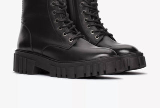 Clarks - Women's Page Lace Leather Lug Sole Side Zip Boots