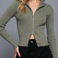 Active Basic - Women's Fitted Ribbed Double Zip Cropped Top