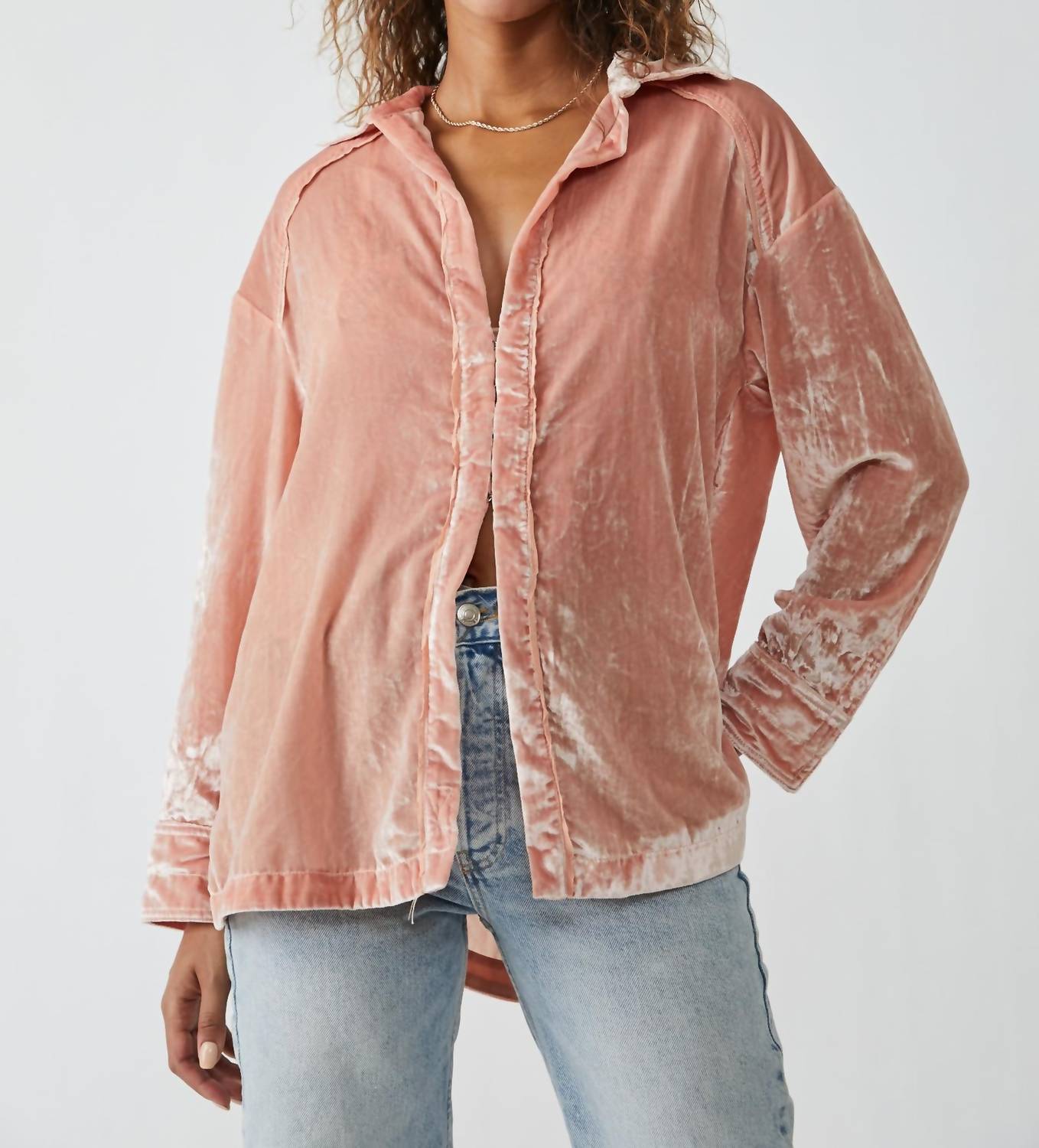 Free People - Marianne Velvet Long Sleeve Shirt