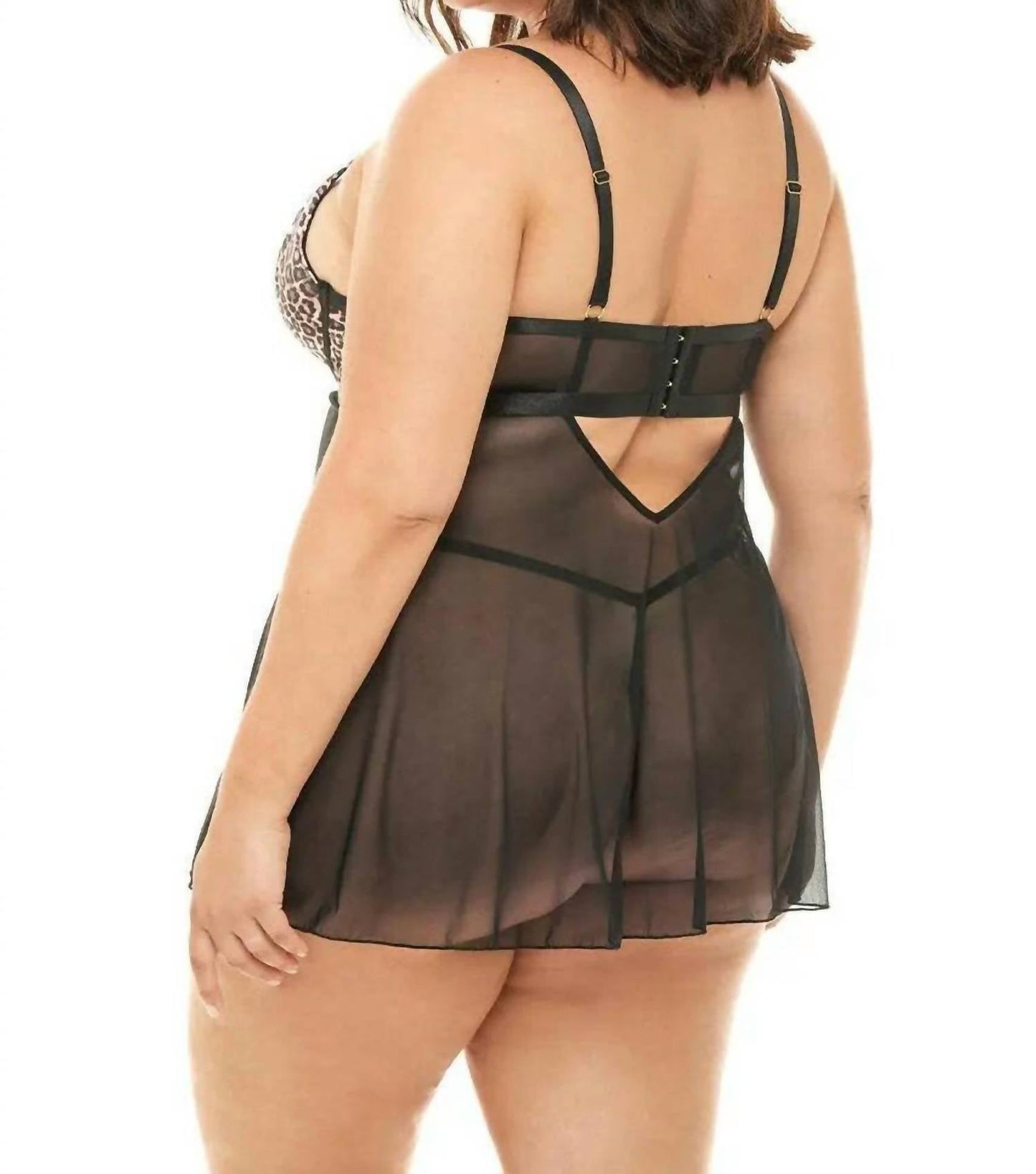 Oh La La Cheri - Journee Leopard Print Babydoll - Plus Size