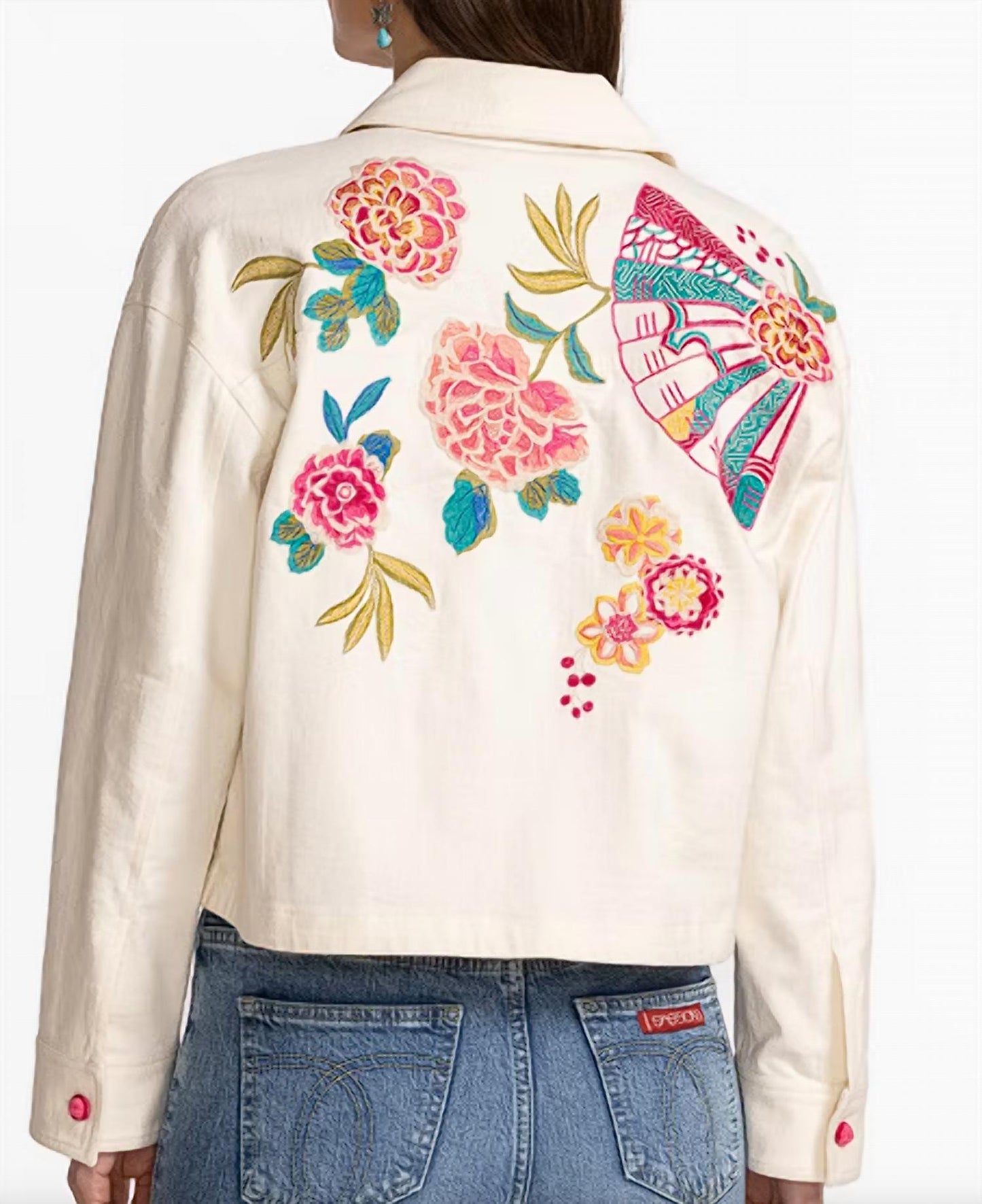 Johnny Was - Crochet Cropped Denim Jacket