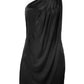 Theia - Women's Asymmetric Shoulder Waist Detail Jersey Satin Draped Dress