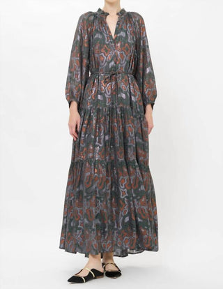 Oliphant - Cuff Sleeve Tie Waist Maxi Dress