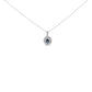 14K White Gold Oval Blue Sapphire and 3/4 Cttw Diamond Halo Pendant Necklace