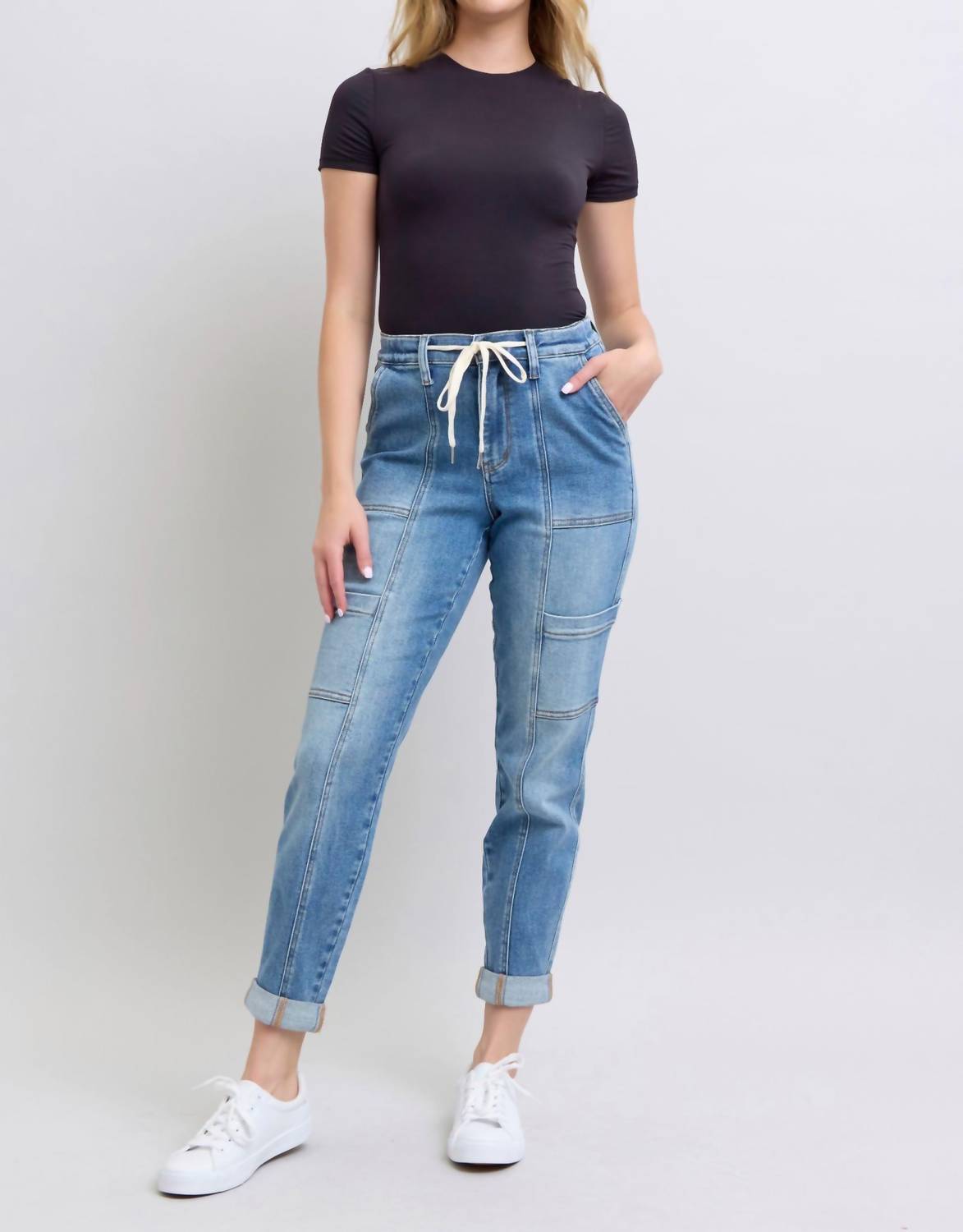 Judy Blue - High Rise Cuffed Cargo Denim Jogger