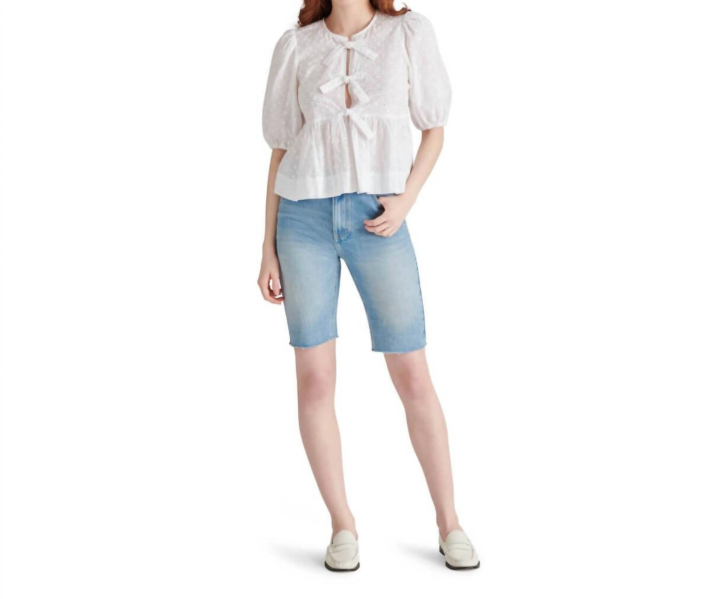 Steve Madden - Paula Eyelet Tie Front Top