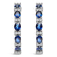 14K White Gold 4x3mm Oval Blue Sapphire and 1/4 Cttw Diamond Alternating Hoop Earring (I-J Color, SI2-I1 Clarity)