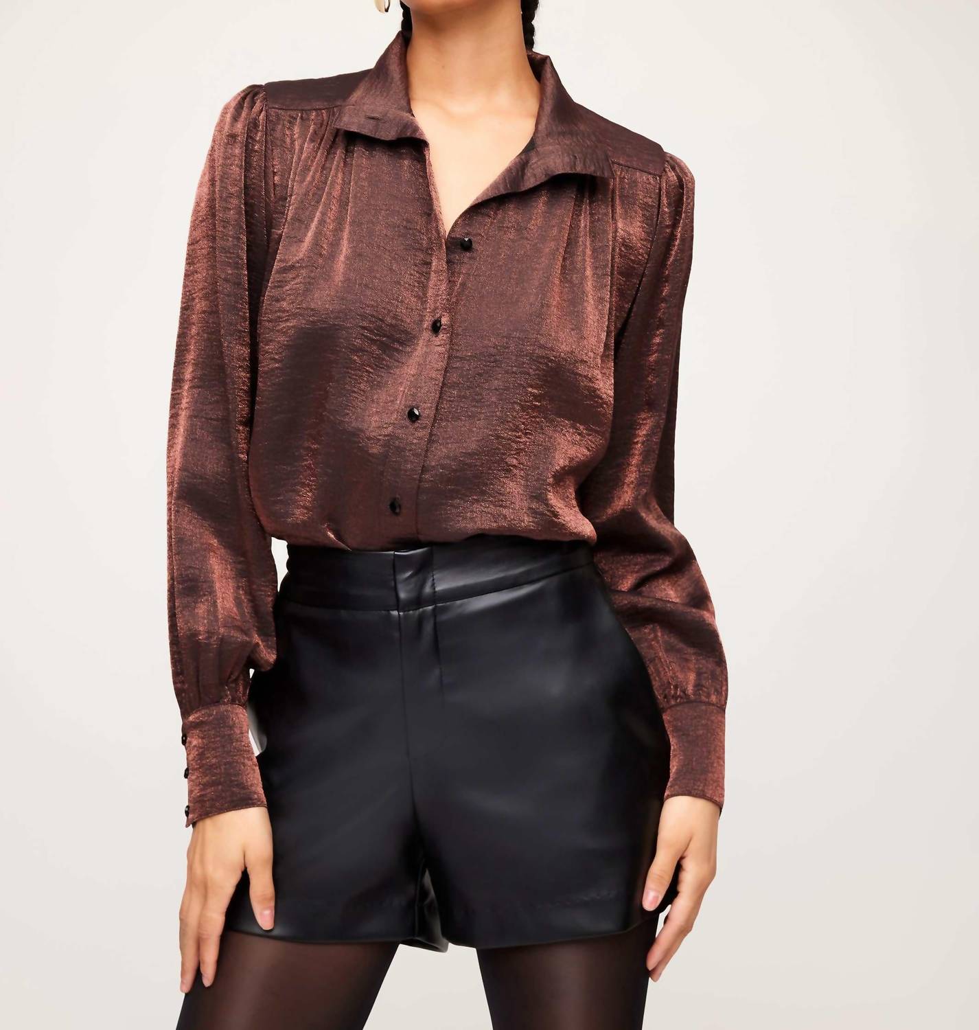 Fifteen Twenty - Sienna Button Front Shirred Blouse