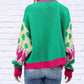 Davi & Dani - V-neck Drop Shoulder Pattern Sweater