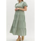 Entro - Amberlyn V-neck Bubble Sleeve Tiered Maxi Dress - Plus