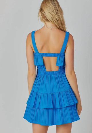 Baby Pink - Pleated Tiered Elastic Detail Mini Dress